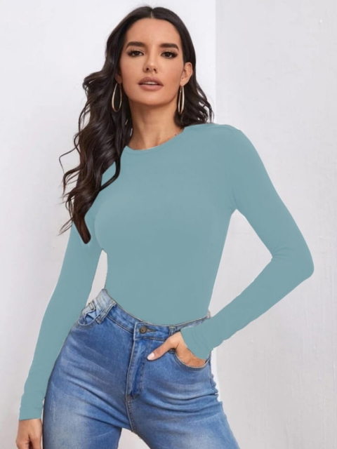 

Dream Beauty Fashion Women Green Solid Round Neck Top