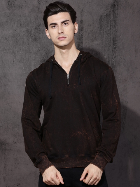 

Roadster Men Coffee Brown Solid Hooded Sweatshirt