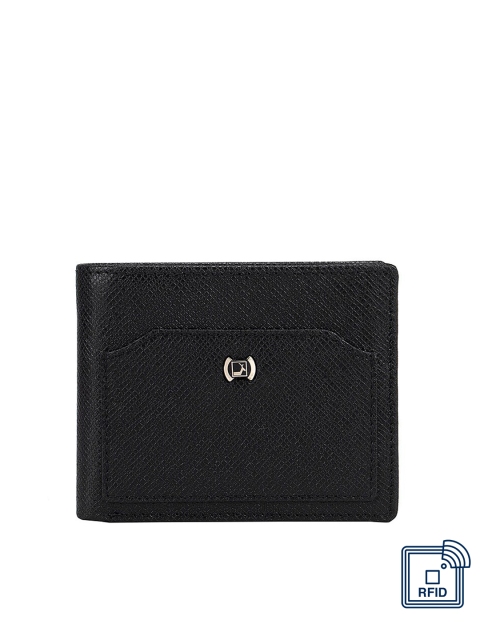 

Da Milano Men Black Textured Leather Two Fold Wallet