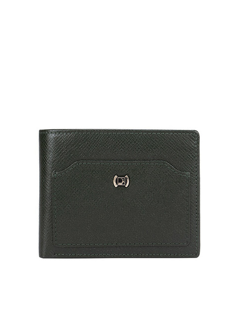

Da Milano Men Green Textured Leather Two Fold Wallet