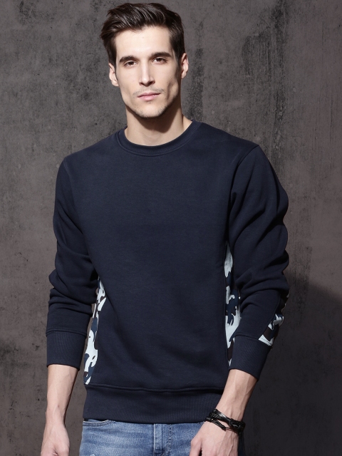 

Roadster Men Navy Blue Solid Sweatshirt