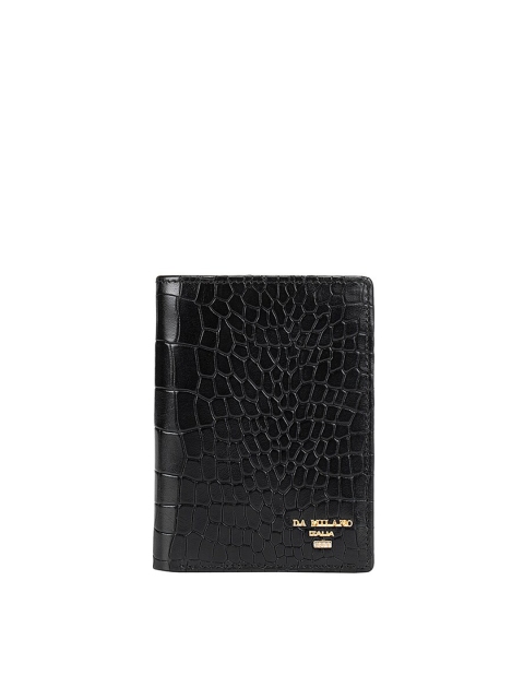 

Da Milano Men Black Textured Leather Two Fold Wallet