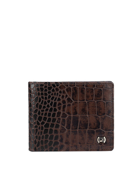 

Da Milano Men Brown Textured Leather Two Fold Wallet