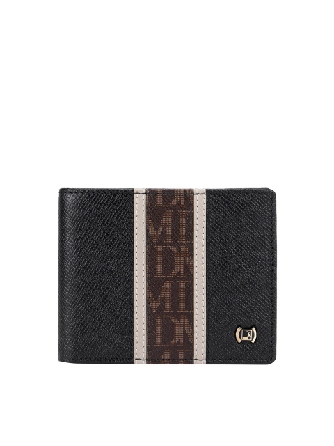 

Da Milano Men Black & Cream-Coloured Typography Printed Leather Two Fold Wallet