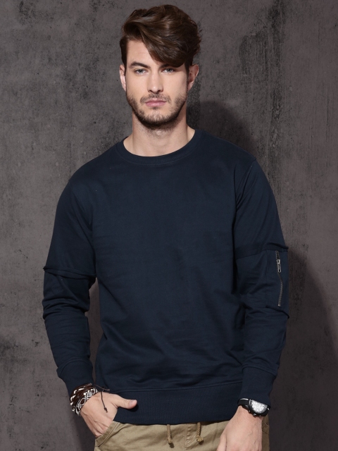 

Roadster Men Navy Blue Solid Pullover