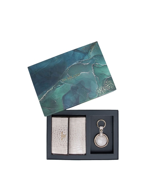 

Da Milano Women White Textured Leather Accessory Gift Set