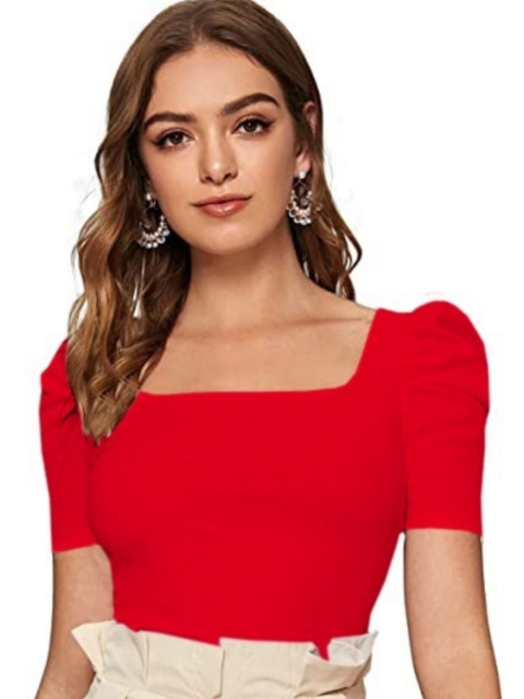 

Dream Beauty Fashion Red Solid Fitted Top