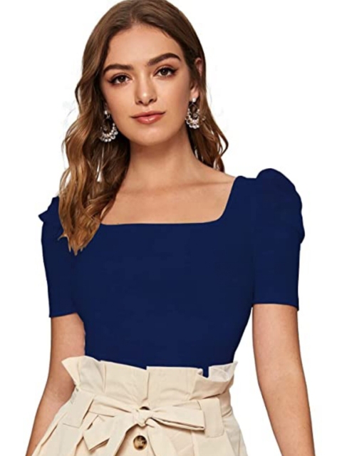 

Dream Beauty Fashion Women Navy Blue Puff sleeve Top