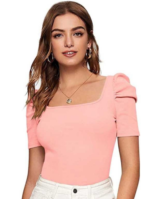 

Dream Beauty Fashion Women Peach-Coloured Bardot Top