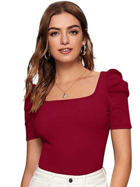 

Dream Beauty Fashion Women Maroon Bardot Top