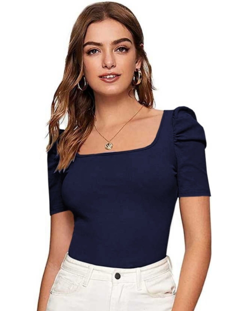 

Dream Beauty Fashion Women Navy Blue Fitted Casual Top