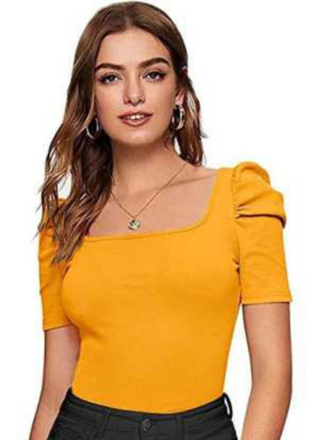 

Dream Beauty Fashion Women Yellow Fitted Crop Top