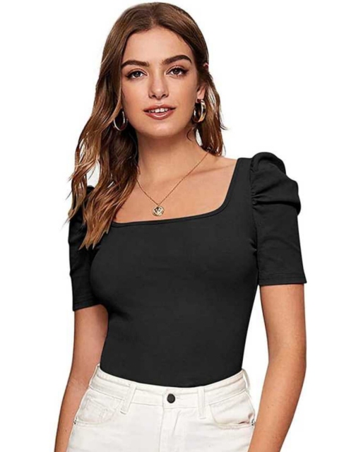 

Dream Beauty Fashion Women Black Solid Bardot Top