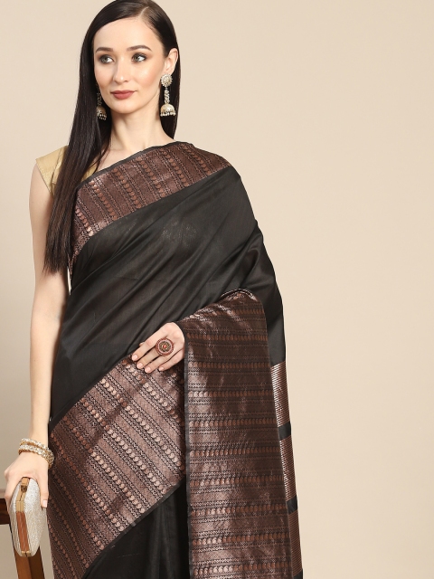 

Anouk Black & Rose Gold Silk Blend Banarasi Saree