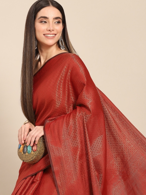

Anouk Woman Red Woven Design Silk Blend Banarasi Saree