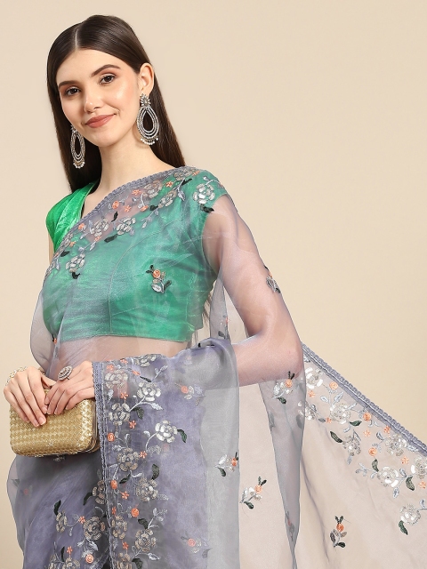 

Anouk Woman Blue & Green Embellished Organza Saree