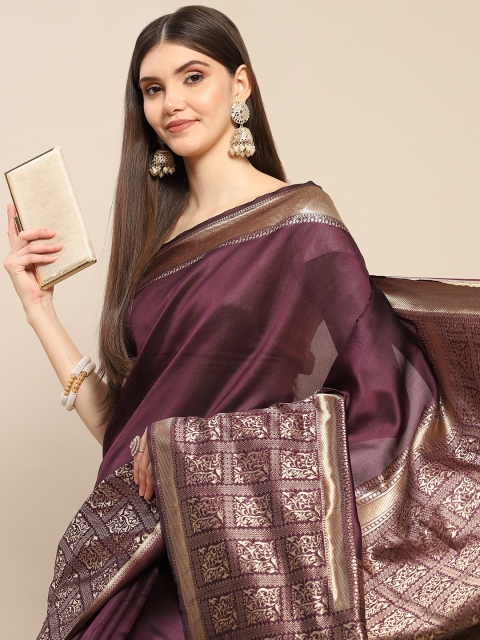 

Anouk Woman Coffee Brown Silk Blend Banarasi Saree
