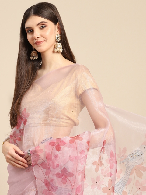

Anouk Woman Pink Floral Organza Saree