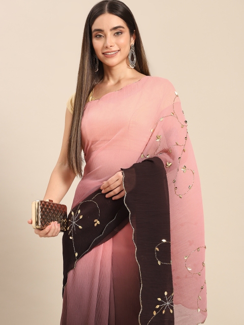 

Anouk Woman Pink & Black Embellished Saree