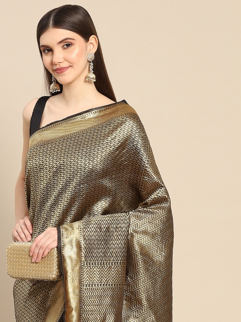 

Anouk Woman Black Silk Blend Banarasi Saree