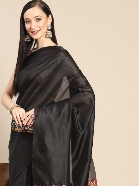 

Anouk Black & Red Zari Silk Blend Banarasi Saree