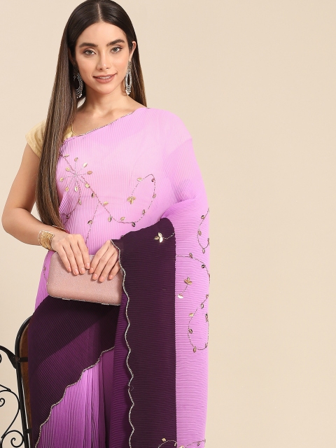 

Anouk Woman Purple & Burgundy Embellished Saree