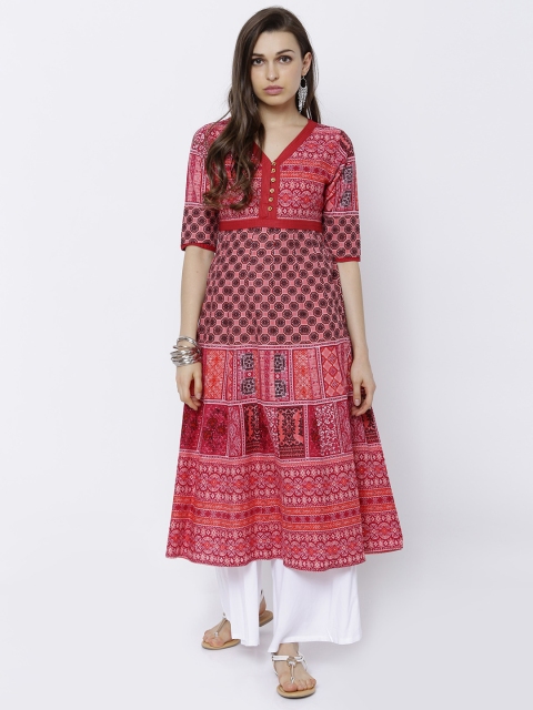 

Vishudh Women Red & White Printed A-Line Kurta