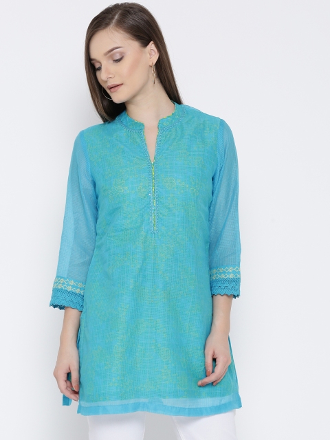 

Biba Women Blue Solid Straight Kurta