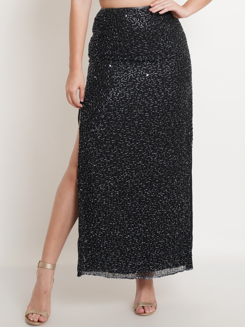 

Purple State Women Black Embellished Pencil Skirts