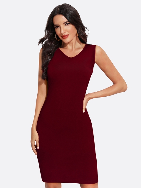 

LONDON BELLY Women Maroon Bodycon Dress