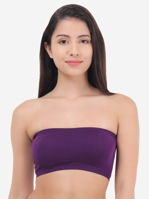 

Evalona Purple Non Padded & Non Wired Solid Bandeau Bra