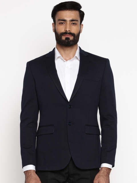 

Park Avenue Navy Single-Breasted Slim Fit Blazer, Navy blue