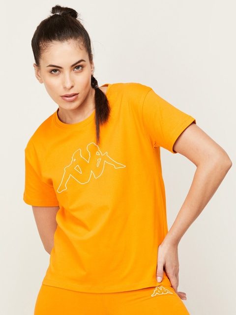 

Kappa Women Orange Printed Extended Sleeves T-shirt