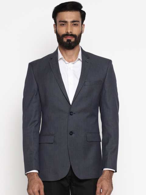 

Park Avenue Men Grey Single Breasted Formal Blazer