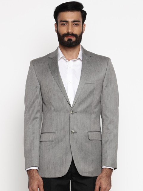 

Park Avenue Men Grey Single Breasted Formal Blazer