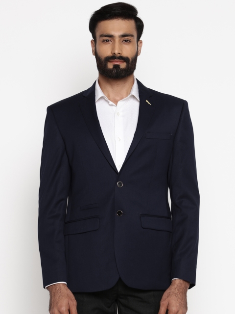 

Park Avenue Navy Single-Breasted Super Slim Fit Formal Blazer, Navy blue