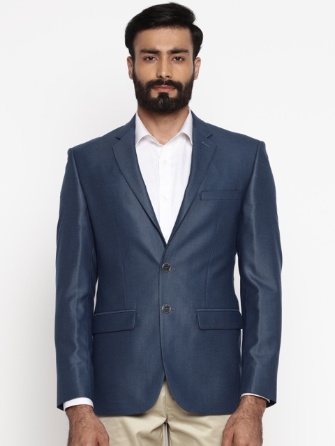 

Park Avenue Men Blue Single-Breasted Formal Blazer