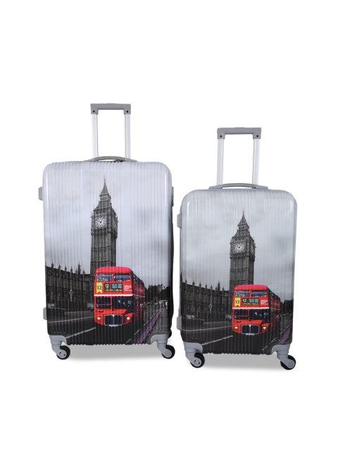 

Polo Class Adults Set of 2 Grey Graphic Printed Trolley Bag(20/24 inch)
