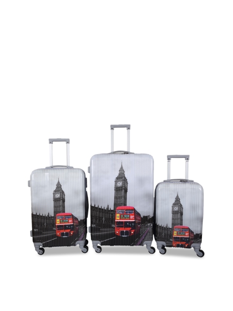 

Polo Class Set Of 3 Grey Printed Hard-Sided Trolley Suitcase