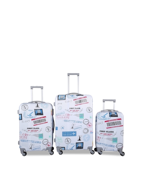 

Polo Class Set of 3 White Printed Trolley Bag