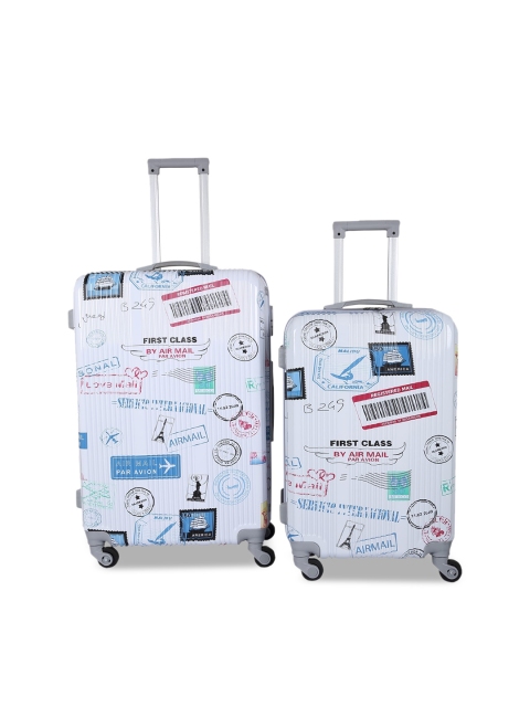 

Polo Class Set Of 2 White Printed Hard Sided Trolley Suit Case