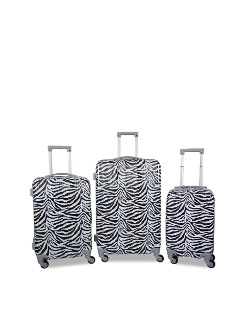 

Polo Class Set Of 3 Black & White Printed Trolley Bag