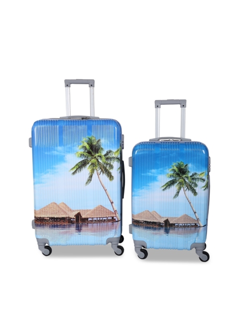

Polo Class Pack Of 2 Blue Printed Hard-Sided Trolley Bag
