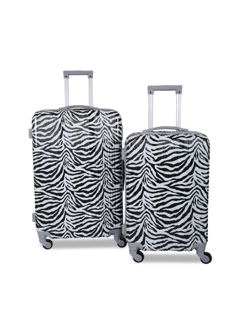 

Polo Class Set Of 2 White & Black Printed Hard-Sided Trolley Bag