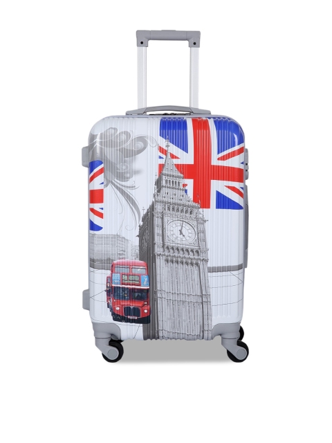 

Polo Class White Printed Medium Hard-Sided Trolley Suitcase