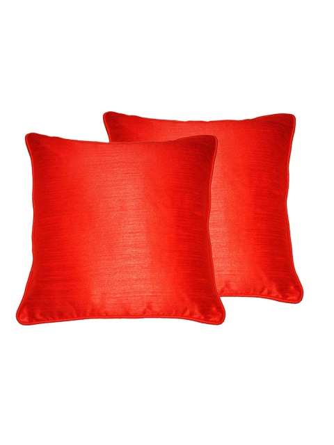 

Lushomes Red Set of 2 Square Cushion Covers