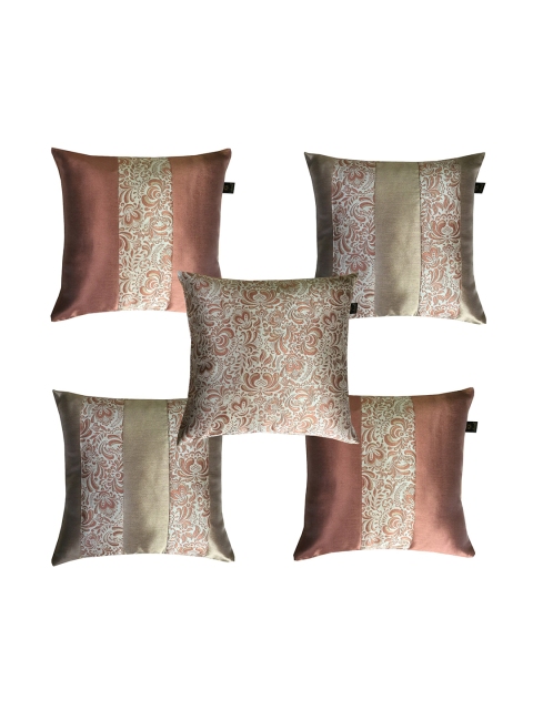 

Lushomes Brown & Beige Set of 5 Ethnic Motifs Square Cushion Covers