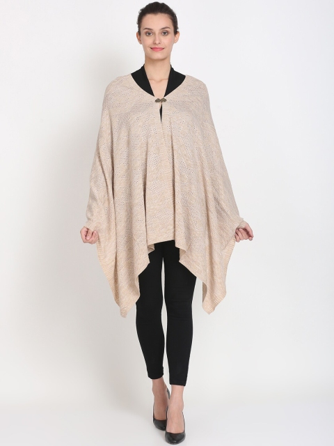 

Knitstudio Women Beige Self-Design Knitted Shawl