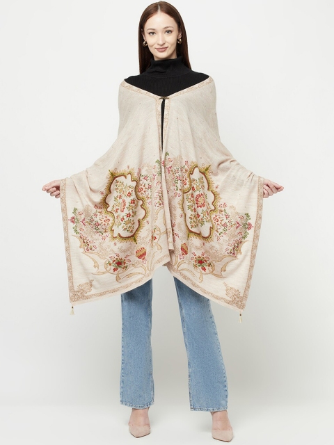 

Knitstudio Women Beige Self Design Knitted Shawl