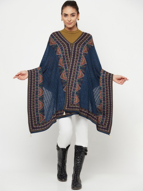 

Knitstudio Women Teal Self-Design Knitted Shawl
